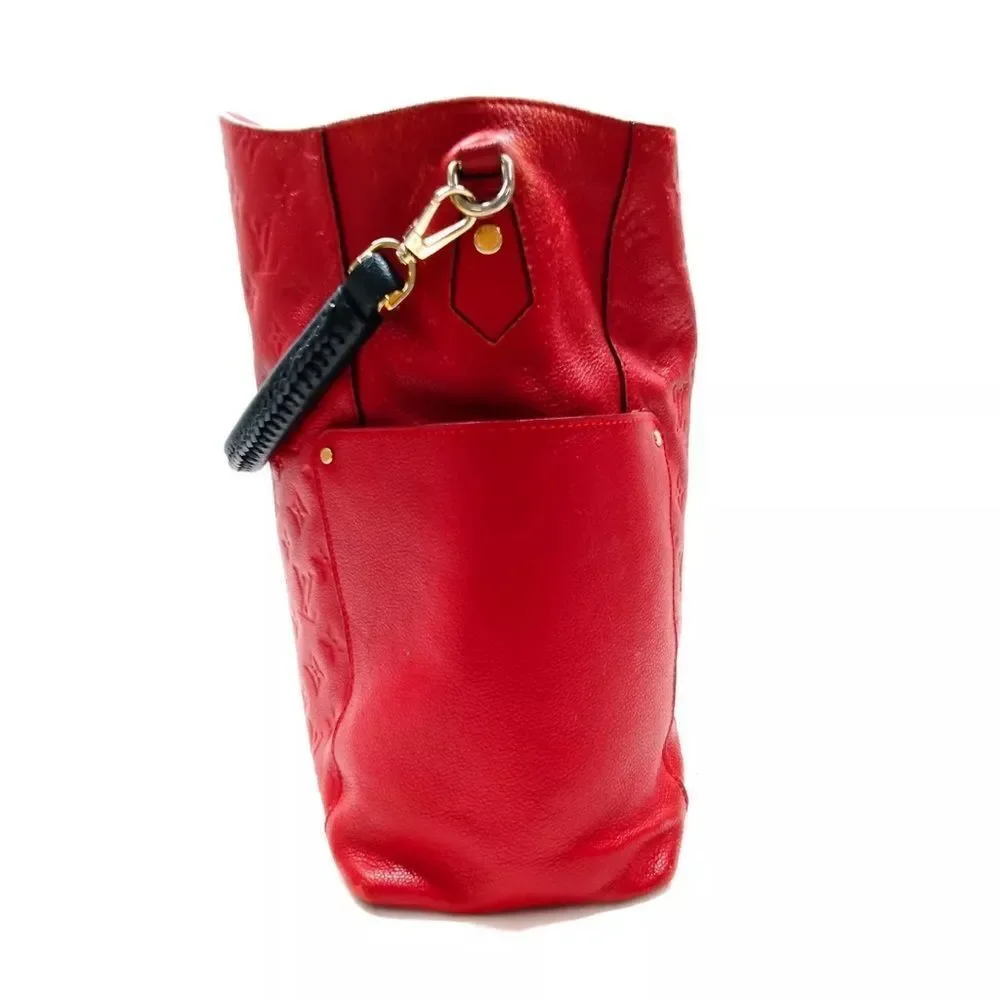 Auth Louis Vuitton Cherry Red Empreinte Monogram Leather PM Bagatelle Hobo Bag - Picture 3 of 15